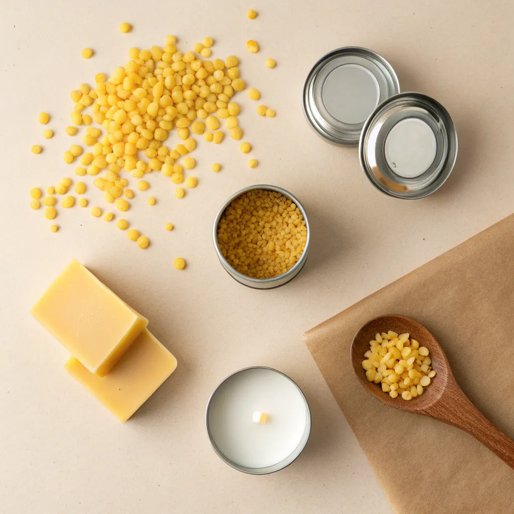 Material für Bienenwachs-Teelichter: Wachs, Dochte, Hüllen und Thermometer