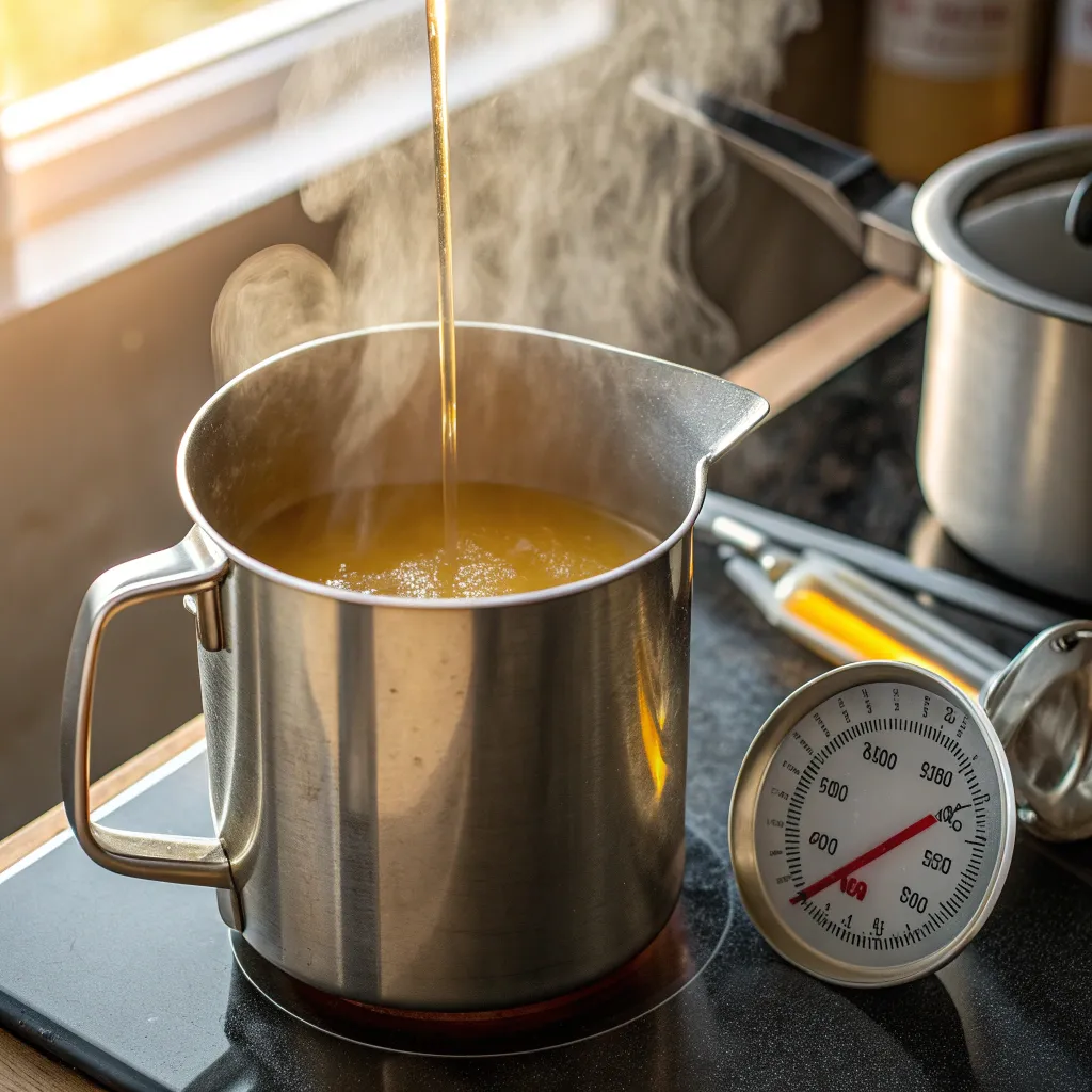 Bienenwachs im Wasserbad schmelzen: ruhige, gleichmäßige Schmelze
