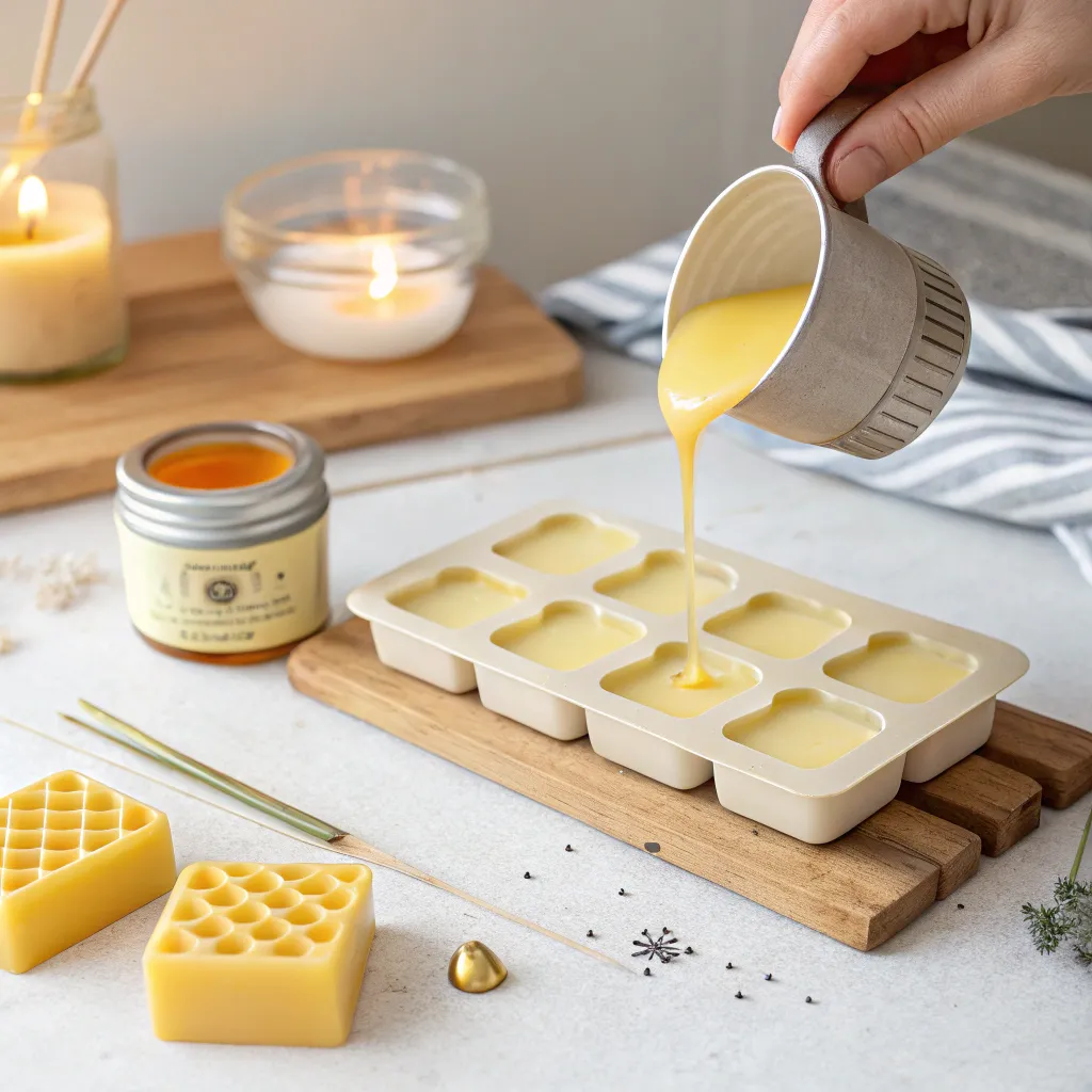 Alternative: Bienenwachs ohne Form in kleine hitzefeste Behälter gießen