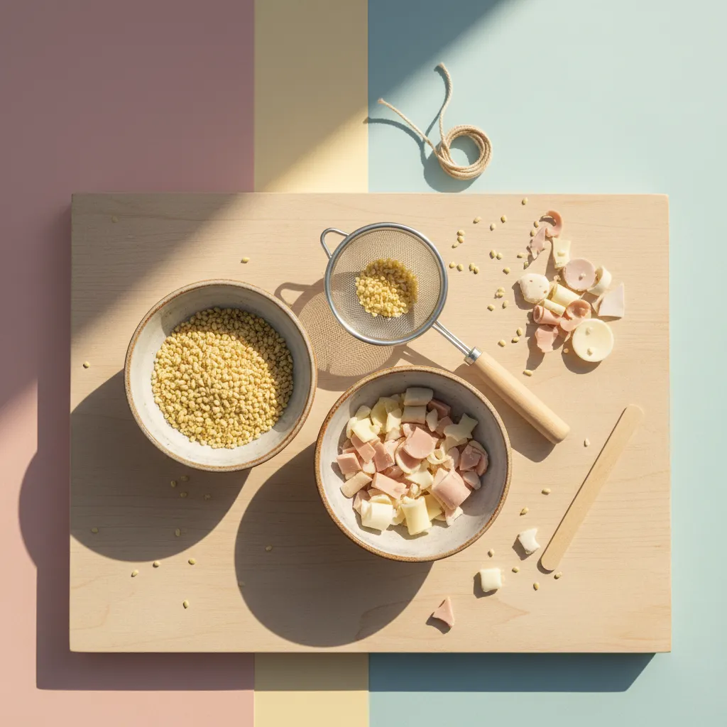 Bienenwachs und Kerzenreste für Tauchkerzen vorbereiten