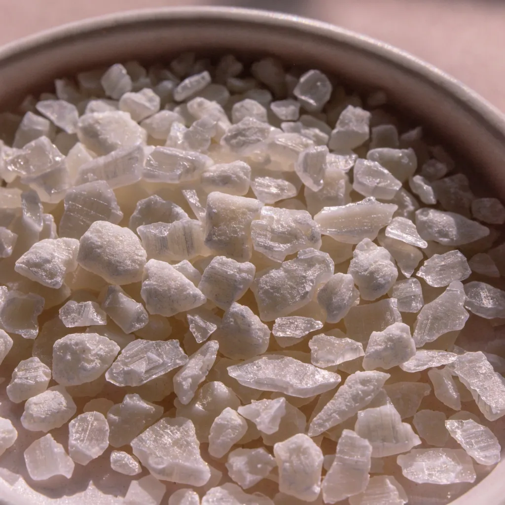 Stearinwachs Flocken Nahaufnahme: Stearin zum Kerzen gießen