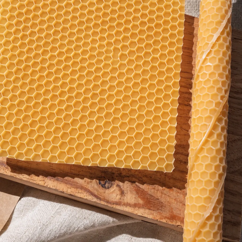 Spiralkerze durch Diagonalstreifen aus naturbelassenen Bienenwachs-Wabenplatten