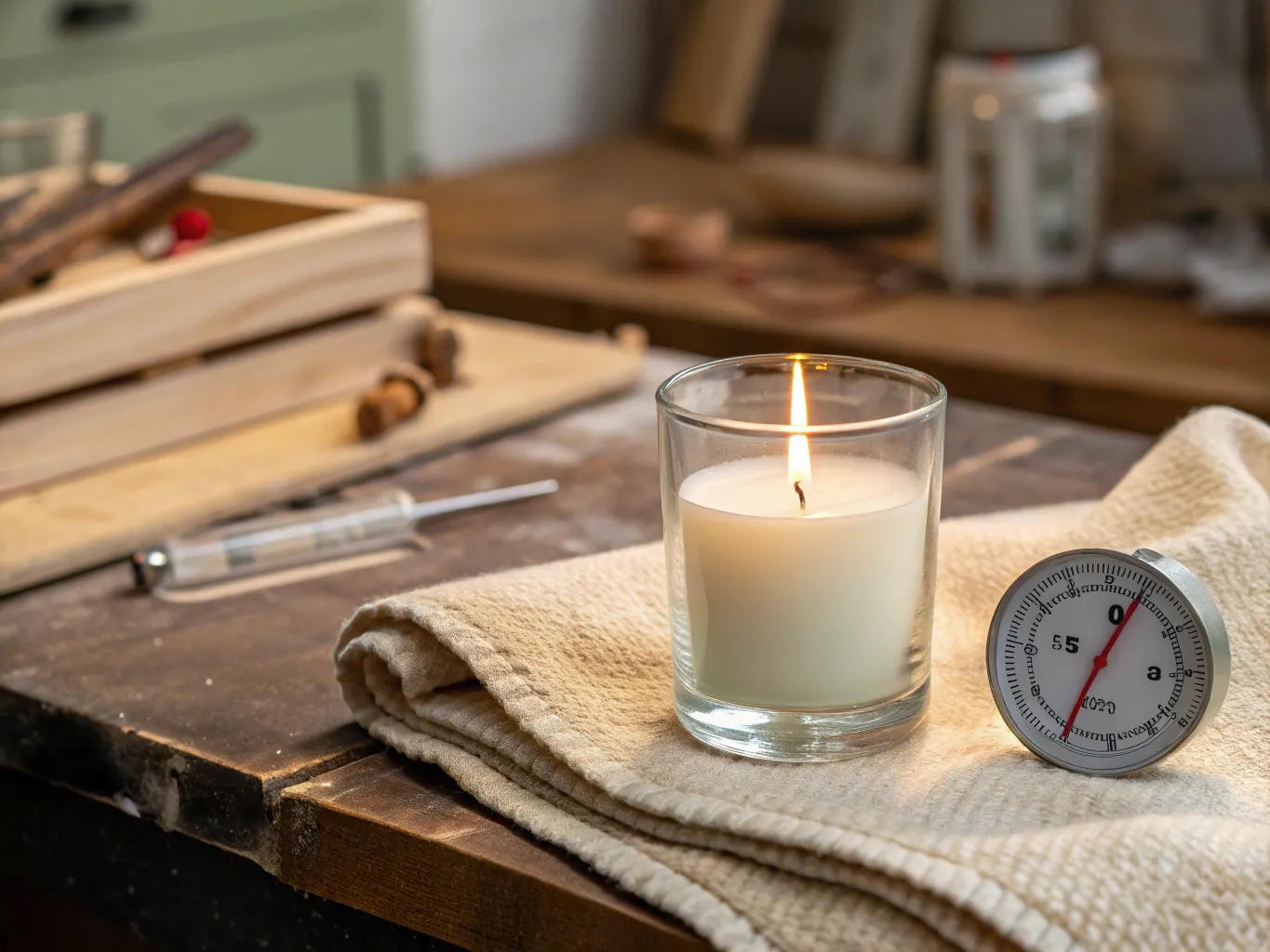 Kerzenglas vorbereiten: Glas auf Raumtemperatur bringen und sauber bereitstellen