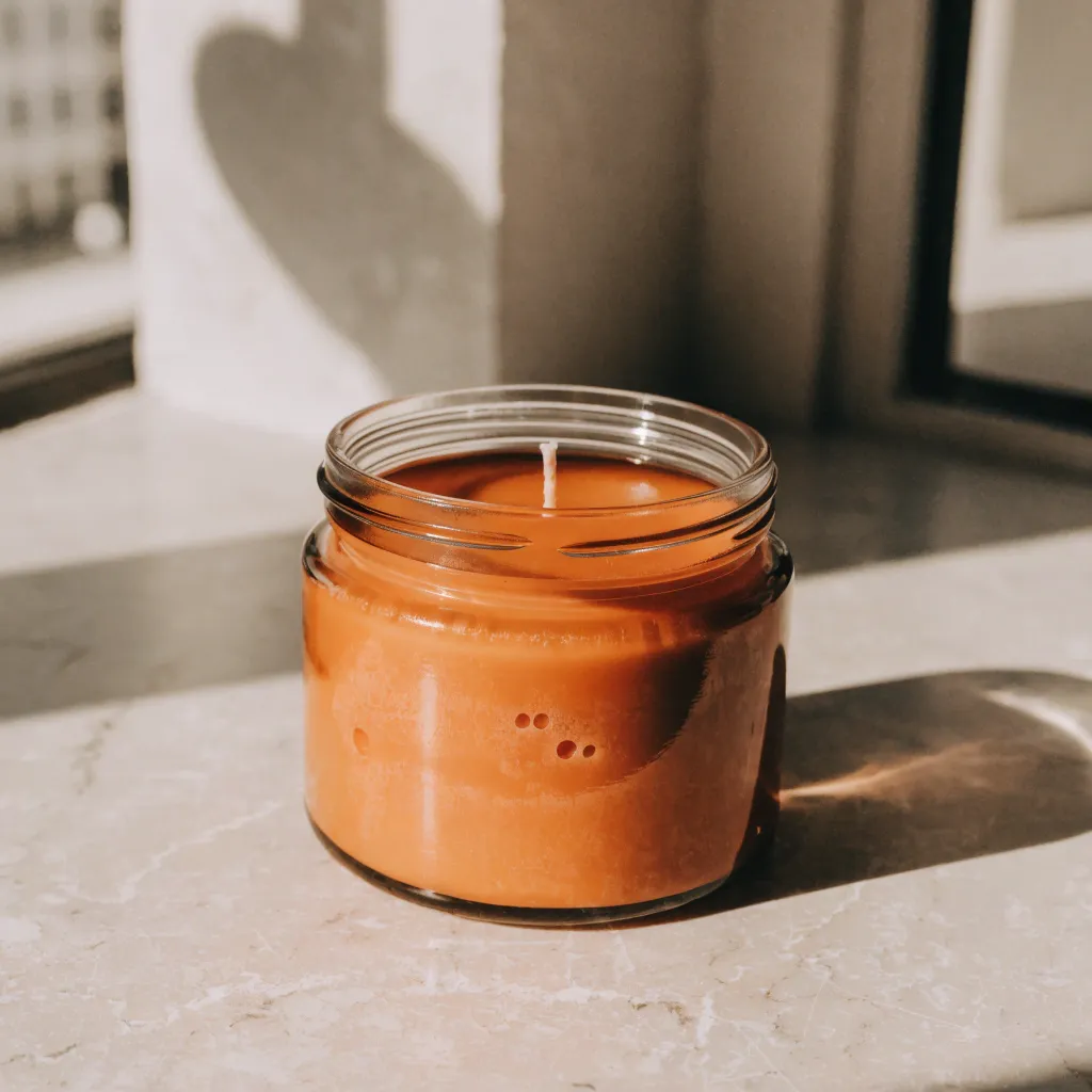 Kerze im Glas hat nach dem Gießen ein Loch in der Mitte