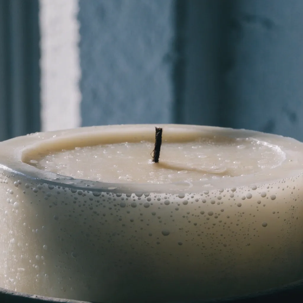 Luftblasen und kleine Löcher auf einer Kerzenoberfläche