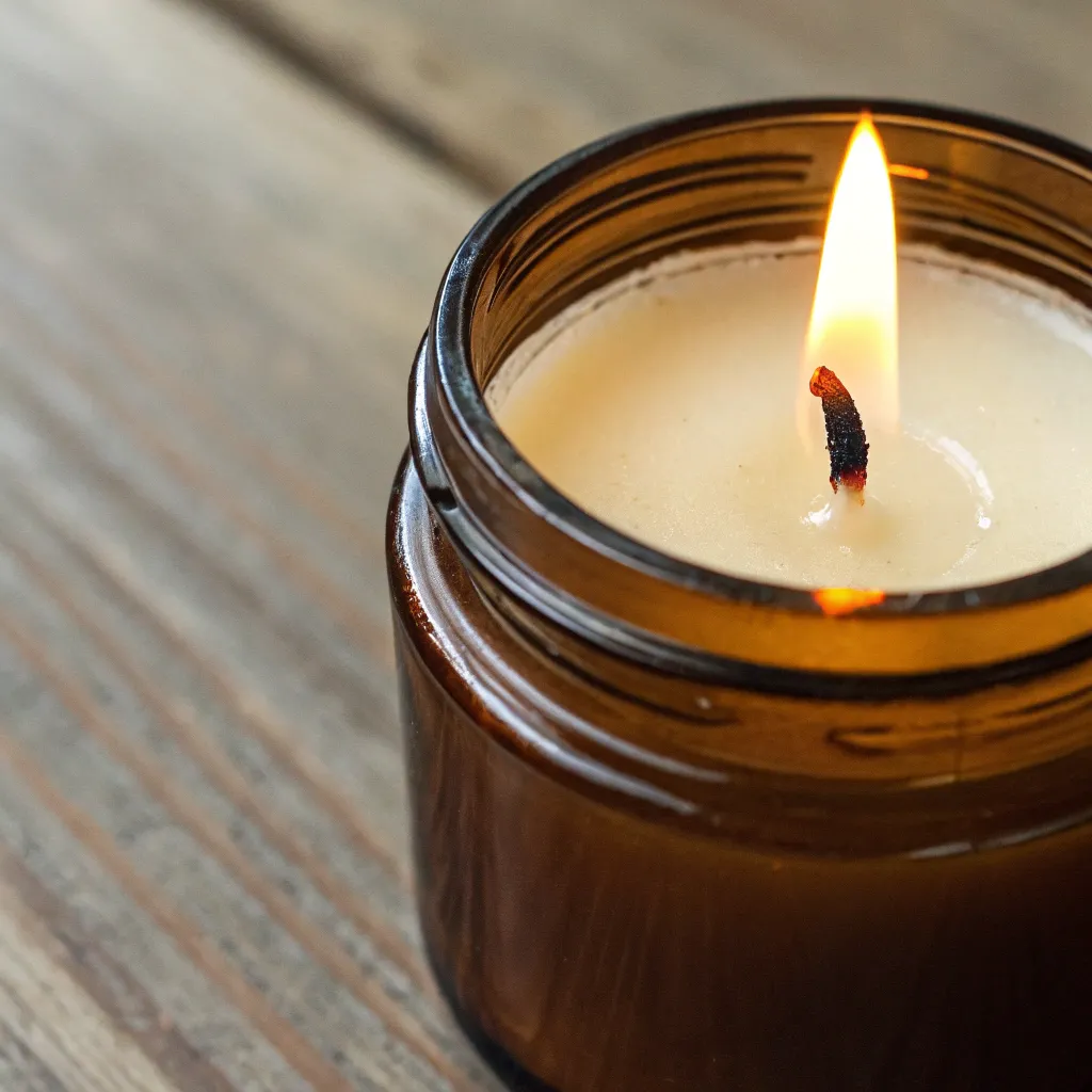 Sauber brennende Kerzenflamme mit gekürztem Docht